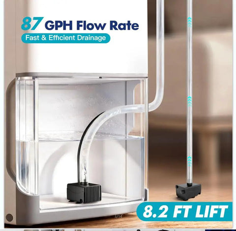 Automatic Tiny Sump Pump With Level Sensor Voltage Range 100 To 240V Lift 8.2 Ft 87 GPH Space Saving Submersible Condensate Pump