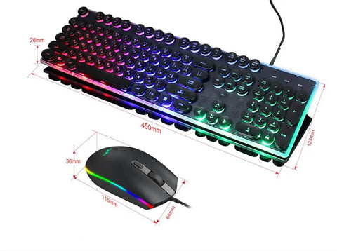 Straight Fire Gaming Keyboard And Mouse Bundle Featuring Wired Rgb Mechanical Keys With Slick Ergonomic Grip, 450mm keyboard with optical mouse.