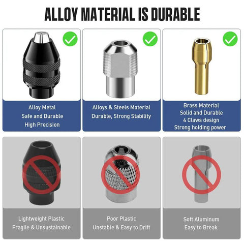 Pro Grade 15 Pc Drill Chuck Collet Set With Brass Collets And Nut Kit 0.8 To 3.2 mm Small Electric Drill Bit Collet durability chart