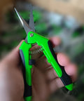Close-up of 1 Pack Garden Scissors And Shears 6.4 Inch Steel Pruners For Plants Flowers Weeds Fruit Trees And Vegetables With Green Handle