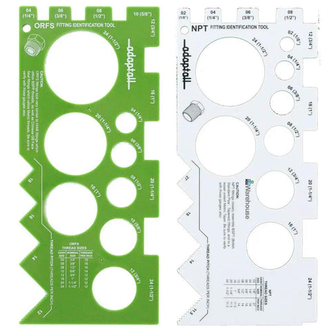 SAE American Thread Identification Kit With Adaptall Gauges For NPT NPSM ORS ORFS ORB AN JIC 37 includes green and white gauge tools.