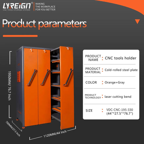CNC Tool Holder Vertical Drawer Cabinet With Heavy Duty Capacity Tool Storage Rack For Warehouse Workshop Factory Garage And Machining Center Equipment, 1950mm