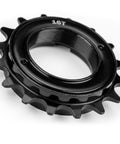 16T Single Speed Bicycle Freewheel Half By Eighth Inch Threaded Type Black Replacement Part showing teeth and threading detail