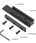 Parts of Dovetail To Picatinny Rail Adapter For 11mm To 21mm Conversion including screws and Allen wrench