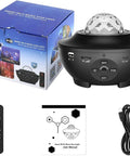 Star Projector Night Light with Bluetooth Speaker and App Control, remote, manual, and cable, black finish
