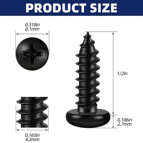 Tough As Nails Number 8 By One Half Pan Head Self Tapping Screws With Black Oxide Coating 304 Stainless Steel Fasteners size measurements