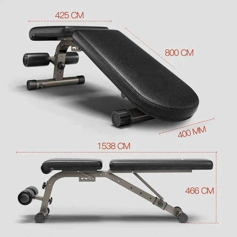 Foldable Dumbbell Bench For Home Gym Adjustable Sit-Up Bench And Weightlifting Stool 300kg Capacity with measurements shown