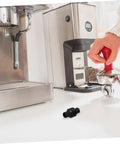 Espresso Steam Wand Heat Shield Sleeve For Safe Handling Insulated Rubber Cover with tamper on countertop