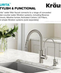 Purita No Lead Kitchen Water Filter Faucet With Spot Free Stainless Steel Finish near sink for filtered water on demand