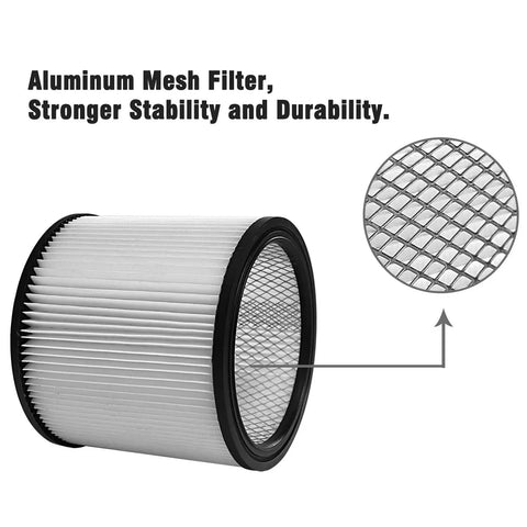 Close-up of Plug And Play Replacement Filter For Wet Dry Vacuum Cleaners 5 Gallon And Up With Lid And Brush 9 Pack outer layer