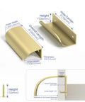 20 Pack 3 Inch Gold Cabinet Handles And Drawer Pulls Finger Pulls For Cabinets Edge Pulls And Flat Drawer Handles Kitchen Hardware Heavy Duty 1.5mm Thick Build No Fuss Installation With Phillips Screwdriver dimensions illustration