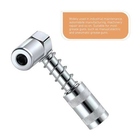 90 Degree Grease Coupler Adapter For Heavy Duty Grease Guns 3 Jaw Spring Lock Steel Fittings Rugged Lubrication Tool image