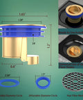 Diagram of 2 Pack Floor Drain Odor Stopper And Backflow Preventer, Brass One Way Anti Odor Check Valve For 1.28 To 2.08 Inch Drains