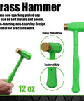 Three Piece Deadblow Multi Purpose Hammer Set For Metalworking And Woodworking Including 12 Oz Brass Hammer with non-sparking cap