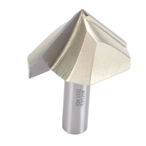 Hot Selling 90 Degree V Groove Router Bit With Tungsten Steel Carving Tips And Half Inch Shank for woodworking, close-up view.