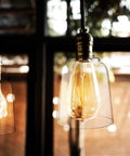 Clear Glass Lamp Shade Lipless Dome with 1-5/8 Inch Fitter for Chandelier displaying Edison bulb illumination indoors