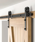Six Point Six Feet Long Sliding Barn Door Hardware Kit For Single Door Sturdy Durable Carbon Steel With Black Coating To Prevent Rust