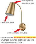 Dope Modern Gold Wall Sconce Set Of 2 With 2 In 1 Plug In Or Hardwired Design, head adjustable with white inner shade