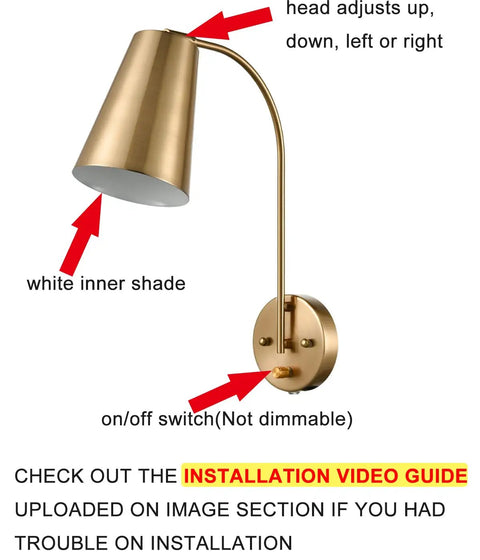Dope Modern Gold Wall Sconce Set Of 2 With 2 In 1 Plug In Or Hardwired Design, head adjustable with white inner shade