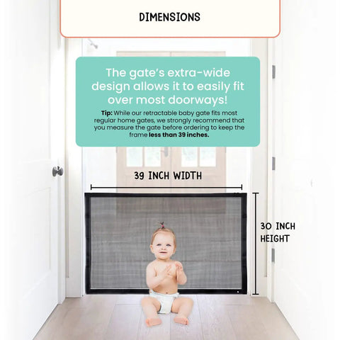 Retractable Mesh Dog Gate For The House No Drilling Portable Folding Baby Gate Install Anywhere With 3 Poles And 8 Hooks To Block Pets
