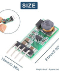 Five Pack Dope Boost Power Module Step Up Converter From 3.3V 3.7V 5V Or 6V Up To 12V 1.2A Max 90 Percent Efficient shown in hand