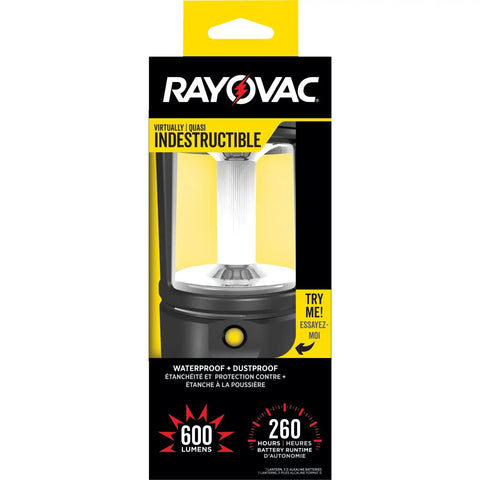 Ultra Tough LED Camping Lantern Flashlight With 600 Lumens Battery Powered Drop Tested From 15 Feet IP67 Waterproof packaging.