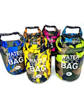 5L Roll Storage Backpack Waterproof Dry Bag in camo colors for kayaking and outdoor adventures, made of durable PVC tarpaulin.