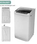 No Sweat Full Automatic Portable Washing Machine With Smart Drain Pump And Auto Water Control Compact Laundry Washer view showing top loading design and water connection.