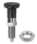 Rock Solid Stainless Steel Push Fit Ball Nose Spring Plunger M10x1 Thread With Tight Grip And Knockout Corrosion Resistance, including nut.