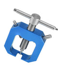 Top Shelf Pinion Gear Puller Kit For Rc Cars And Truggies, compact blue aluminum remover tool with precision jaws.