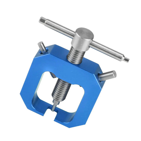 Top Shelf Pinion Gear Puller Kit For Rc Cars And Truggies, compact blue aluminum remover tool with precision jaws.