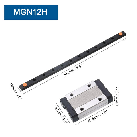 MGN12 300mm Linear Guide Rail Kit With MGN12H Carriage Block And Mini Linear Guide For DIY 3D Printers And CNC Machines Pro Grade High Precision Steel Bearing For Smooth Motion And Durable Rails