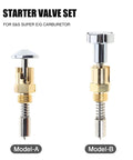 Premium Adjustable Multi Gear Motorcycle Carburetor Choke Plunger With Hand Pull Throttle Screw For Quick Strike Ignition and Smooth Grease Monkey Style Tuning Upgrades, two models of starter valve set.
