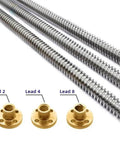 Smooth And Strong 8mm T8 Trapezoidal Lead Screw Kit With Brass Nut, Featuring Precision Threads And Low Friction For Perfect Lifting Projects At 200 To 600mm Lengths, with brass nuts