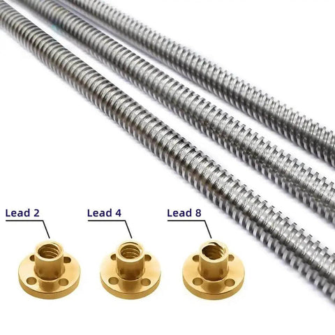 Smooth And Strong 8mm T8 Trapezoidal Lead Screw Kit With Brass Nut, Featuring Precision Threads And Low Friction For Perfect Lifting Projects At 200 To 600mm Lengths, with brass nuts