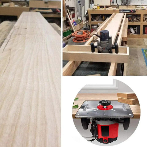 Heavy Duty CNC Spoilboard Surfacing Router Bit With One Half Inch Shank And Two And A Half Inch Cut Diameter Four Carbide Inserts Slab Flattening Planing Bit setup and router table in workshop