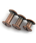 Three sizes of Red Bronze Chicago Bindery Screws from the 75 Piece Red Bronze Chicago Bindery Screw Assorted Kit.