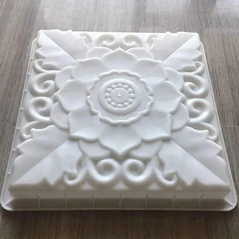 Lotus Square Concrete Molds For Walkways And Garden Paths, Easy To Use Reusable ABS Plastic Paver Molds For DIY Hardscaping