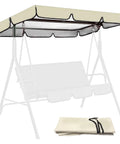 Beige Outdoor Swing Canopy Replacement Cover for Two Thirds Seat Patio Porch Chair Waterproof Sun Shade