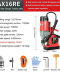 1350W Portable Magnetic Drill Press With Powerful 11500N Magnet showcasing side view, drill chuck, and safety gear.