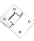 Beefy Heavy Duty Stainless Steel 180 Degree Frameless Shower Door Hinge for Bi-Directional Opening, close-up of hinge design.