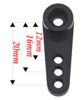 Beefy Metal 25T Servo Horn 25 Teeth Steering Arm with measurement details, black aluminum CNC machined for RC cars and trucks