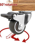 Four Pack Beefy Heavy Duty Furniture Casters Wheels Stainless Steel Castors Swivel Office Rubber Rollers 360° rotation shown