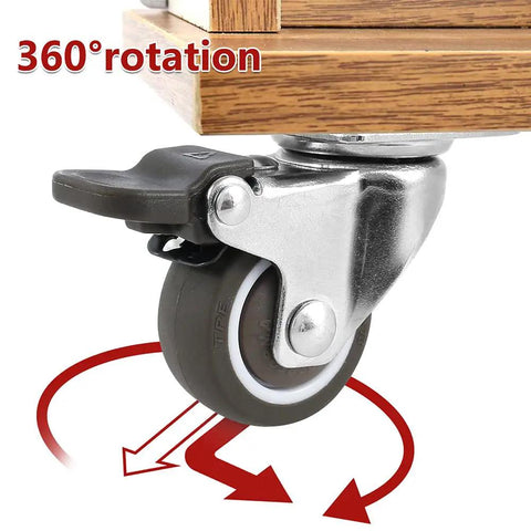 Four Pack Beefy Heavy Duty Furniture Casters Wheels Stainless Steel Castors Swivel Office Rubber Rollers 360° rotation shown