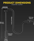 Product dimensions of Badass Cordless Fuel Transfer Pump Compatible With DeWalt And Milwaukee Power Tools, showcasing size and reach.