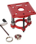 Heavy Duty Aluminum Router Lift Base With Precision Router Table Insert Plate For Woodworking Table Saw and Trimmer Machine, red design.
