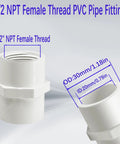 10 Pack One Half Inch NPT Female PVC Pipe Fittings Socket To Female Slip Coupling Sch40 White Plumbing Connectors