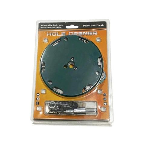 Adjustable Hole Saw Kit 45 To 130mm For Power Cordless Drill Or Screwdriver DIY Woodworking Tool in packaging with metal blades