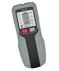Professional Handheld Wall and Metal Detector Wall Scanner with LCD Screen showing detection metrics and buttons.
