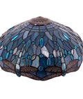 Sea Blue Stained Glass Dragonfly Lampshade Replacement 16 Inch for table lamps floor lamps ceiling fixtures pendant hanging lights